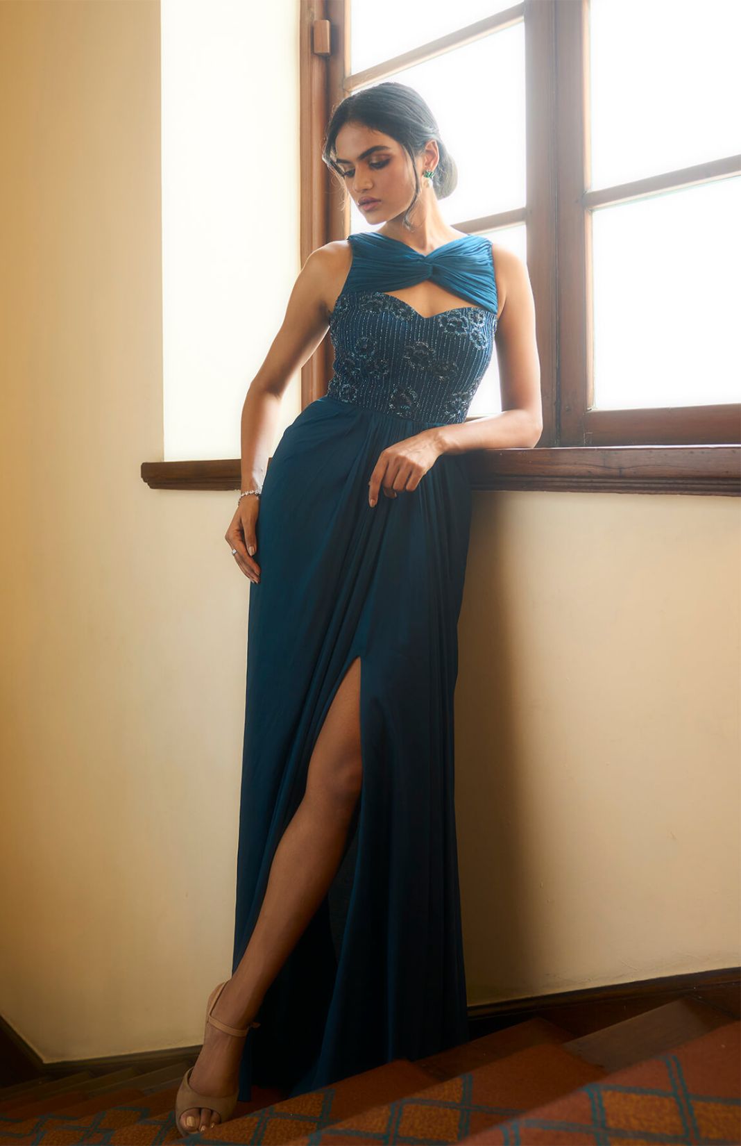 Teal Draped Gown