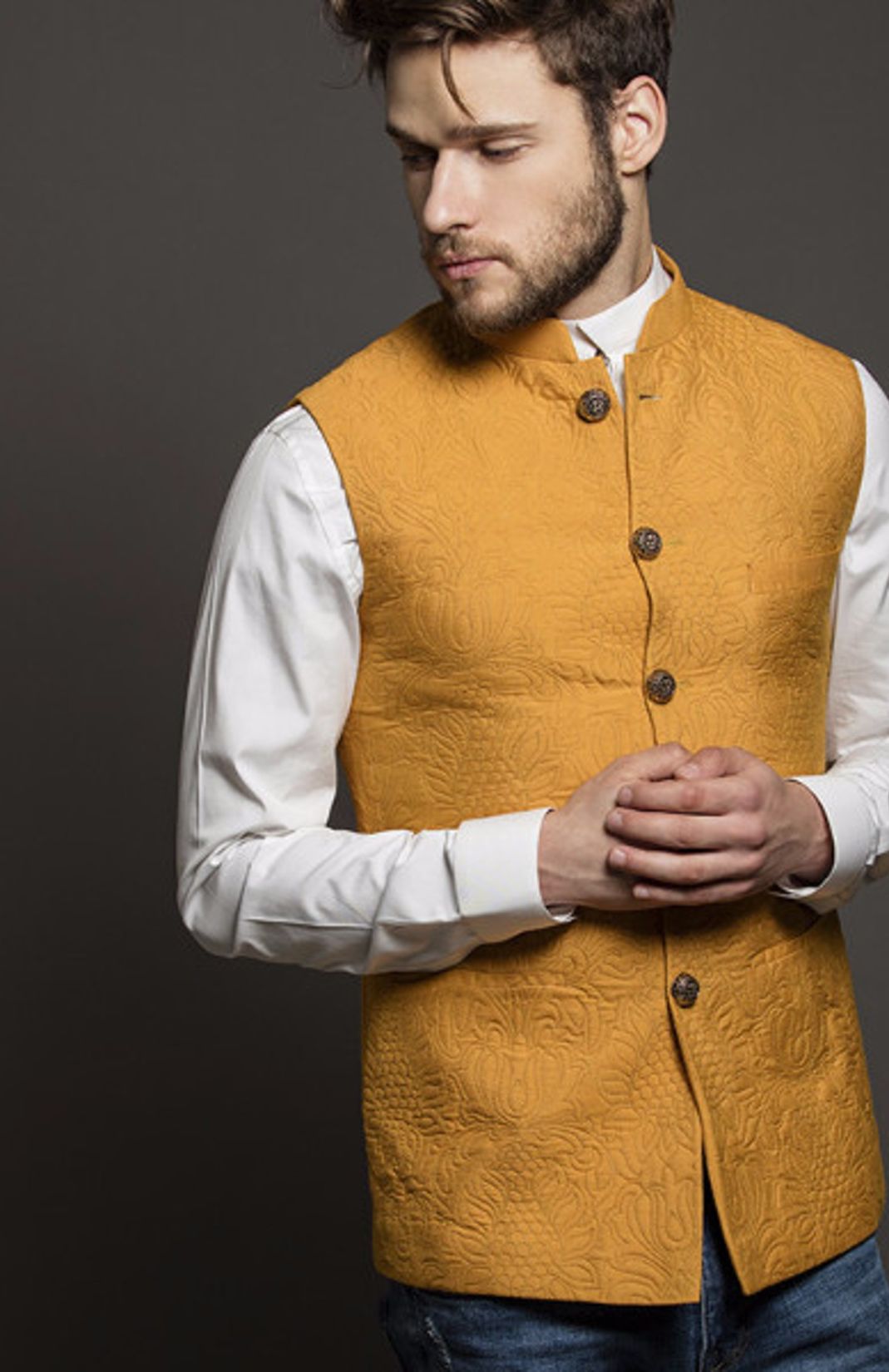 Paisley Quilted Nehru Jacket