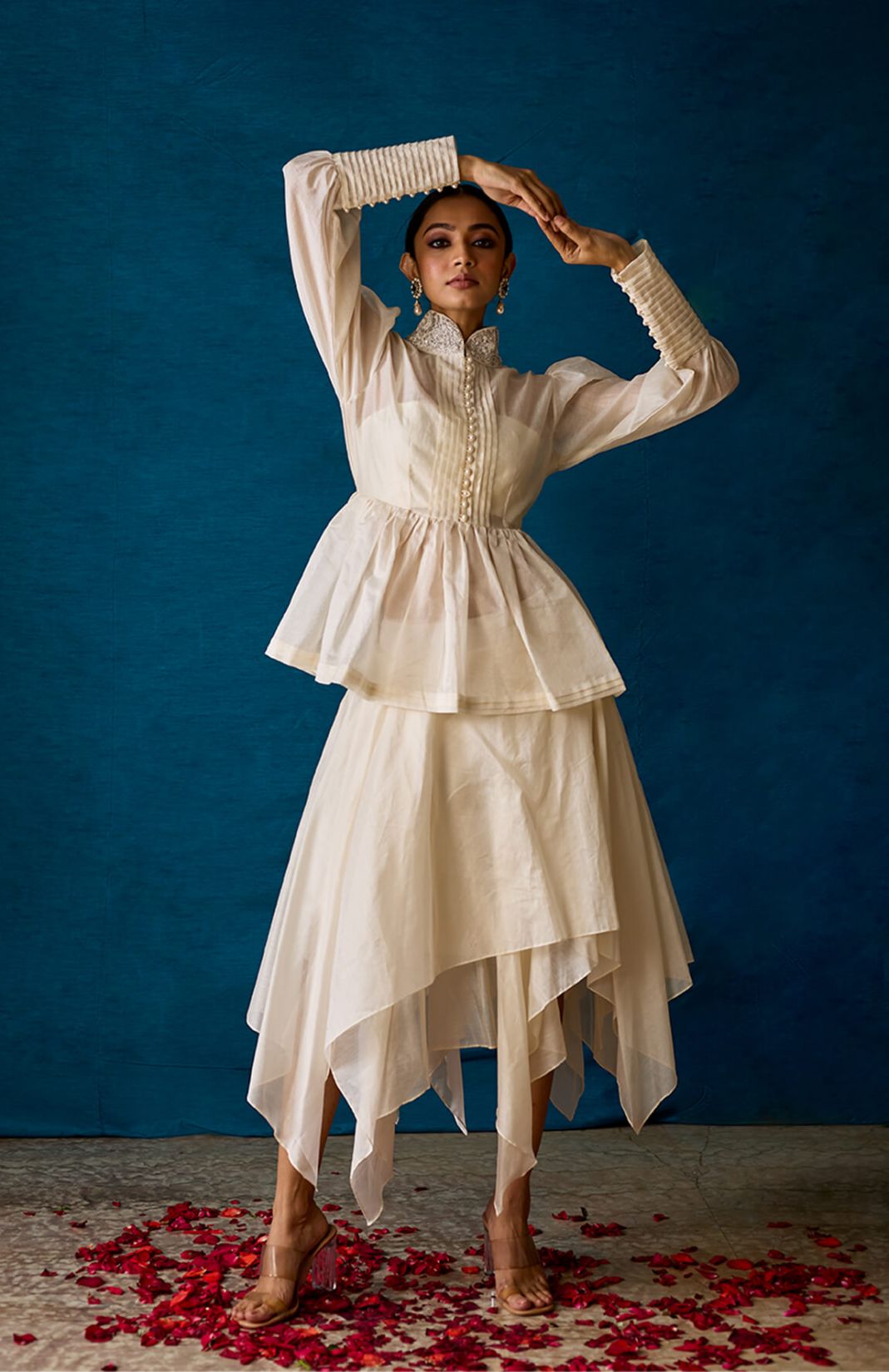 Amira - Off White Peplum & Skirt 