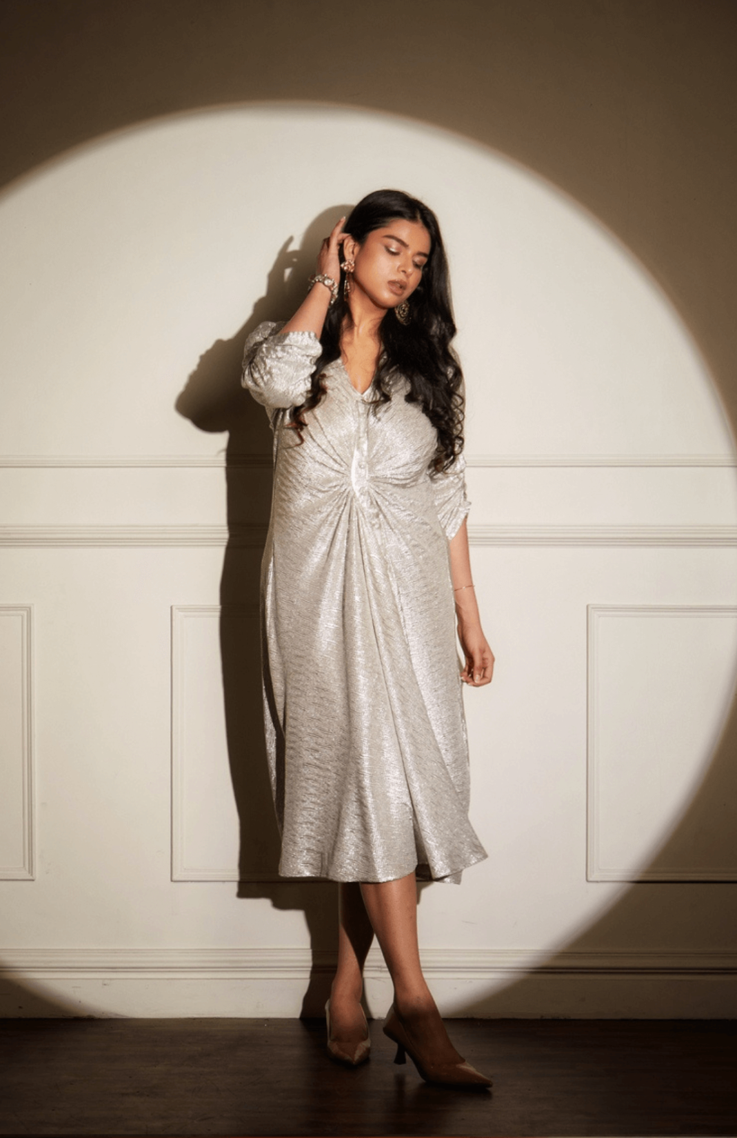 Silver Cinched Mini Dress