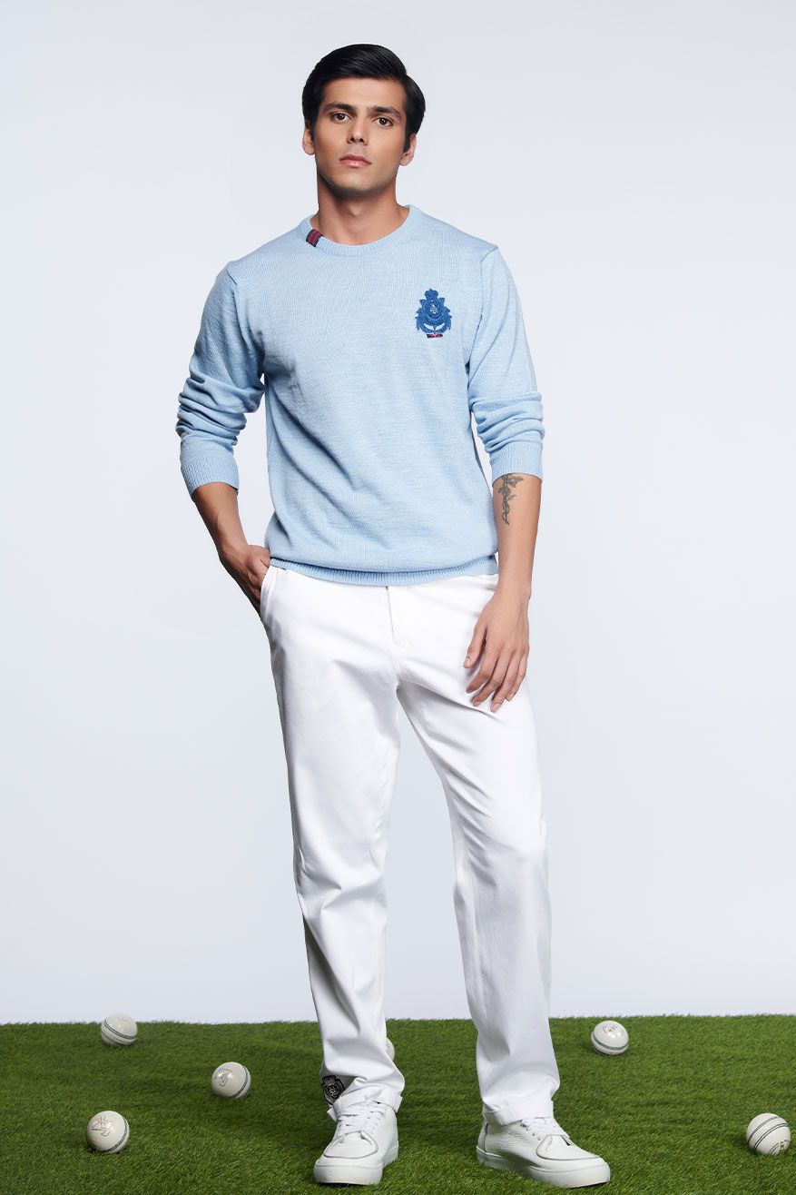 Light Blue Crested Sweater