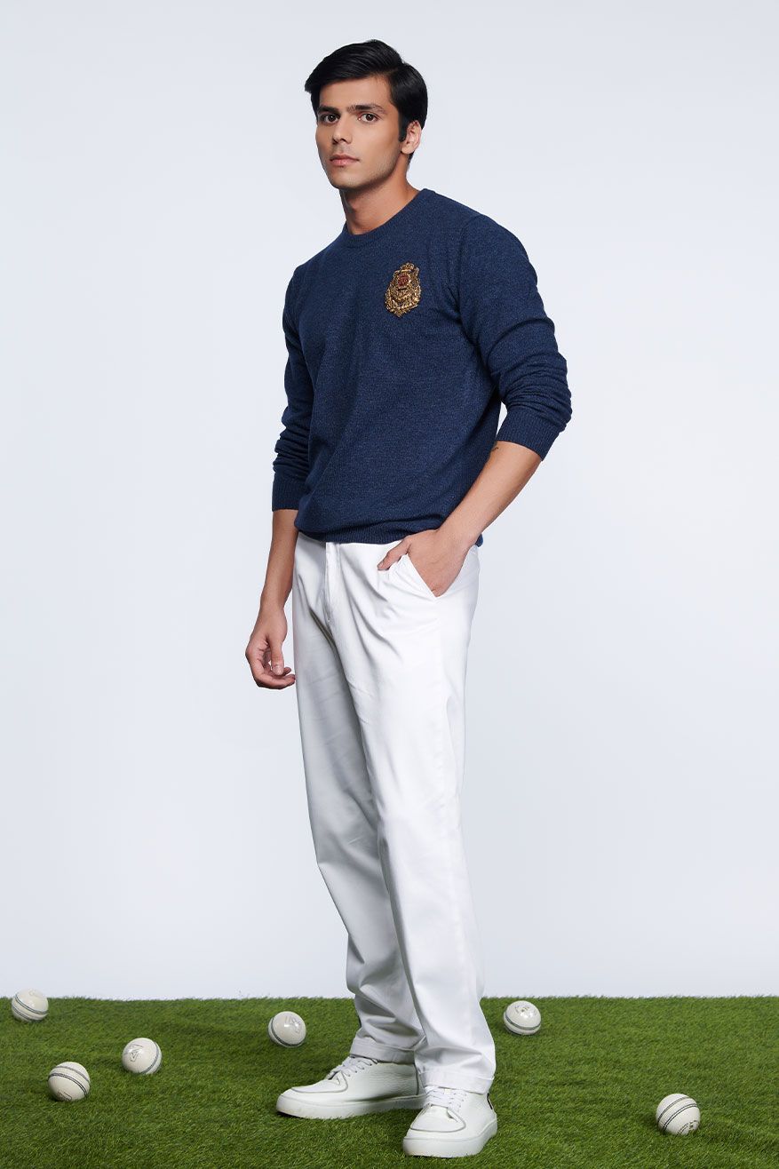 Crested Navy Sweater