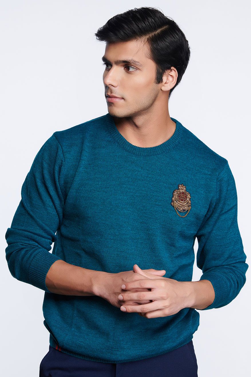 Teal Crested Sweater