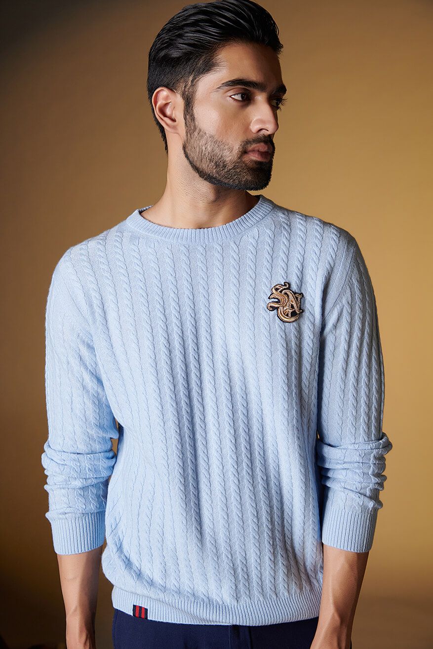 SNCC Light Blue Cable Knit Sweater