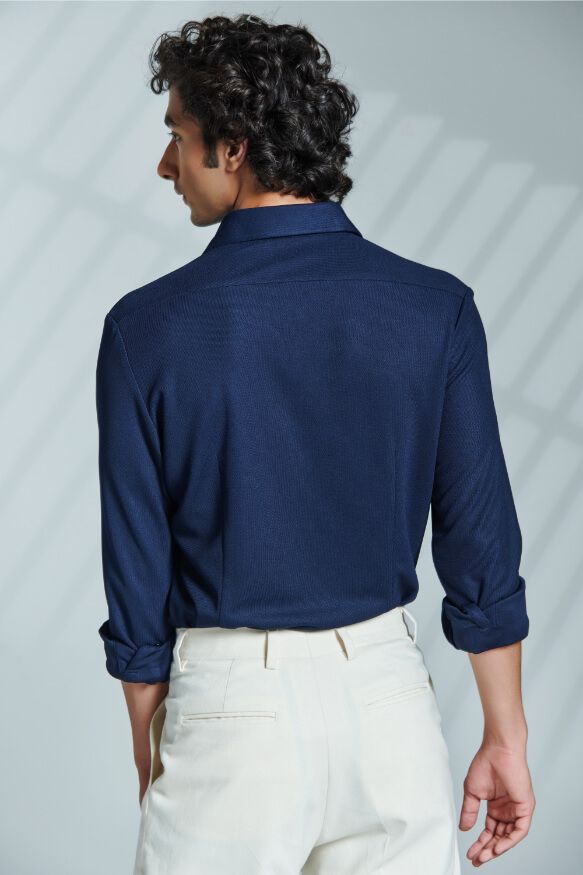 Navy Shirt With Colour-Block Stripe