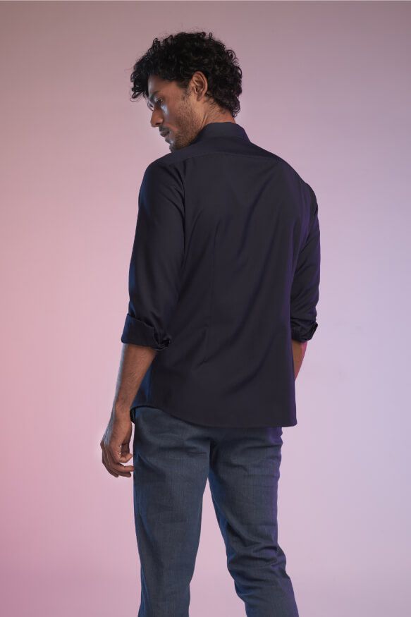 Navy Shirt With Contrast Placket
