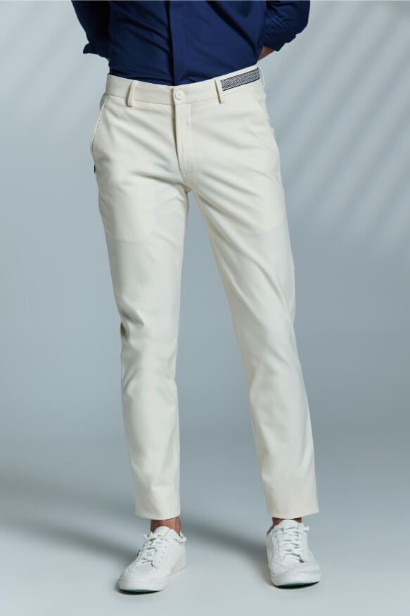 Classic Off White Trouser With Tape Detailing